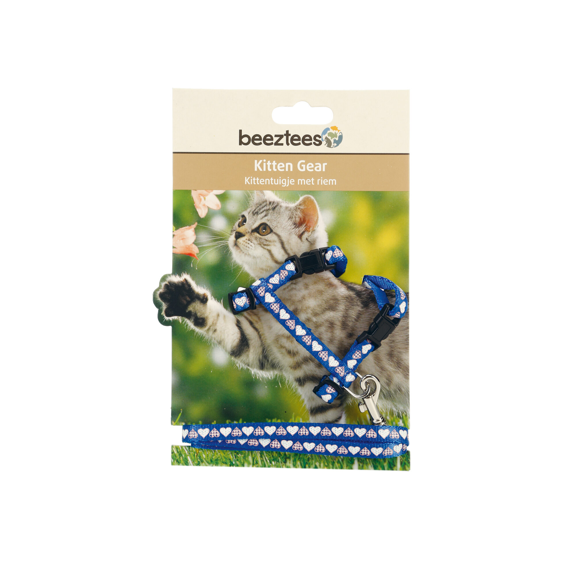 Beeztees Hearts Kitten Harness - Blue - 120 cm x 10 mm
