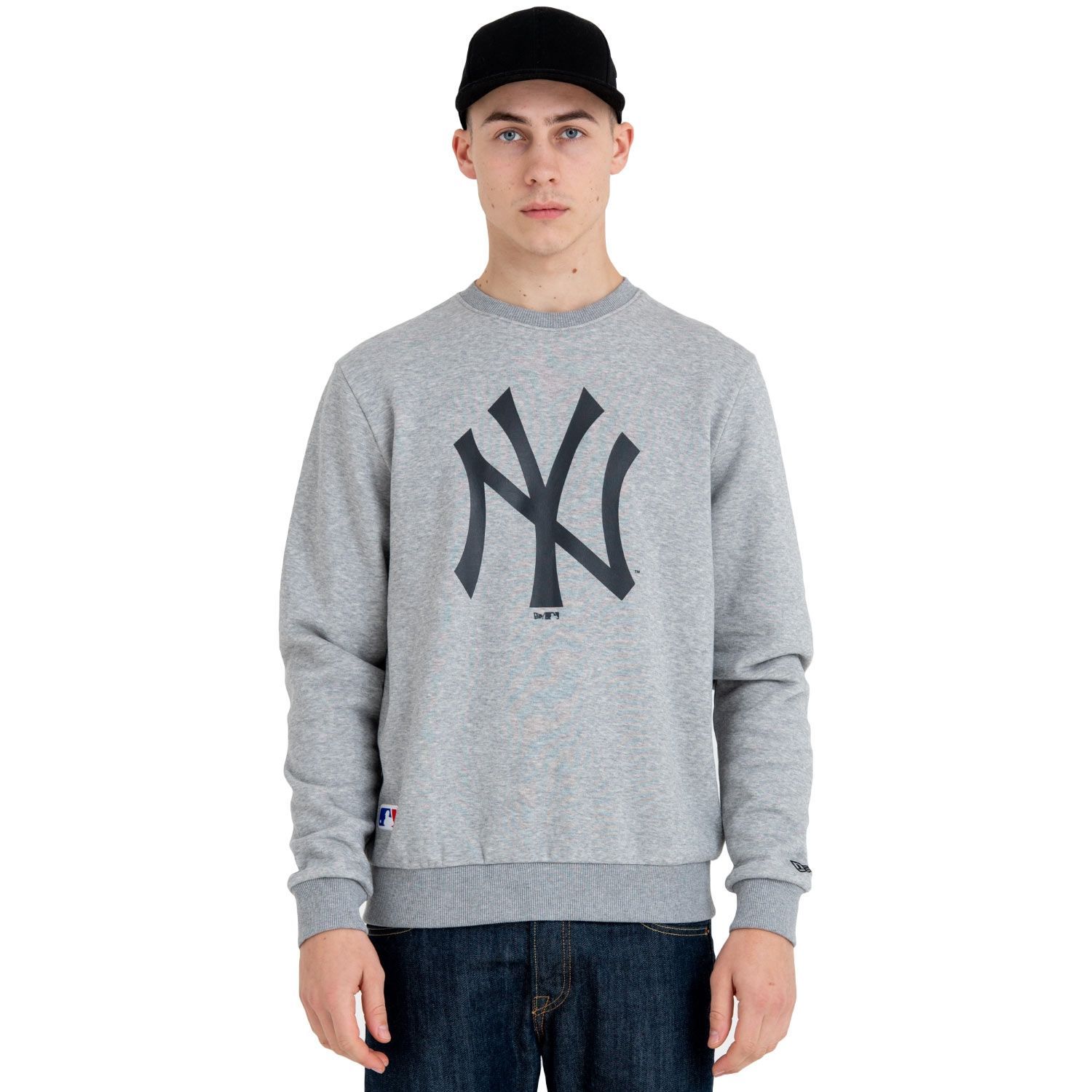 New York Yankees Logo Crewneck MLB Sweatshirt Grey