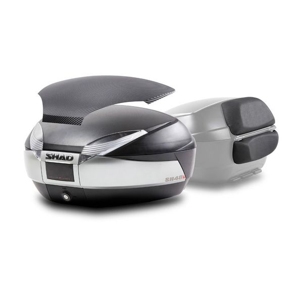 Top case Shad SH48 + DOSSERET + CAPOT CARBONE Universel - GrisRef : SHD0B48406R / PACKSH48406R
