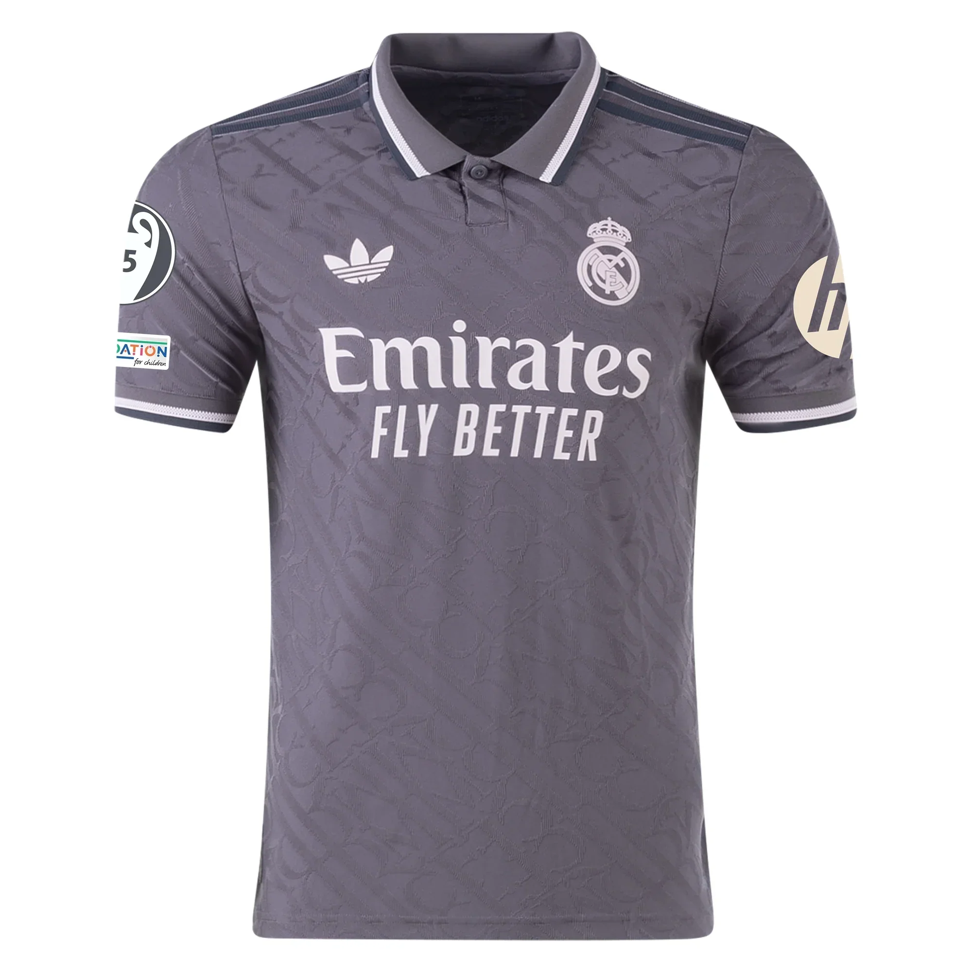 Real Madrid Authentic Federico Valverde Third Jersey w/ Champions League Patches 24/25 (Charcoal)