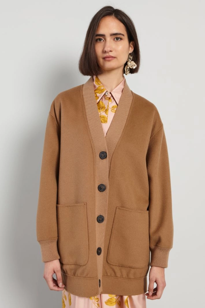 Jacket with knitted inserts - CAMEL