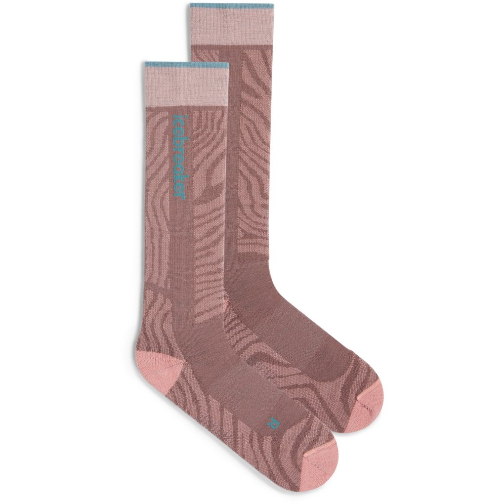 Icebreaker Merino Ski+ Light OTC Mountain Contour Socks Women - Summit/Blush/Hydro