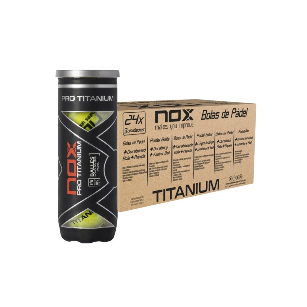 BOX OF 24 3-BALL CANS OF NOX PRO TITANIUM PADEL BALLS