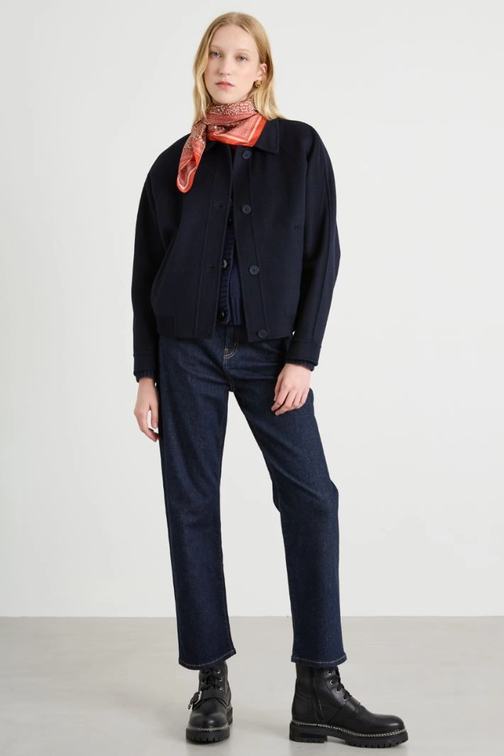 Wool bomber jacket - NIGHT BLUE