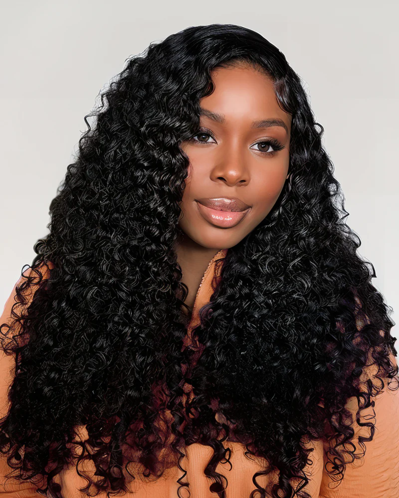 Ophirawig 6x5 invisible knots Glueless Jerry Curly Wig Pre-cut Lace Natural Black Beginner Friendly