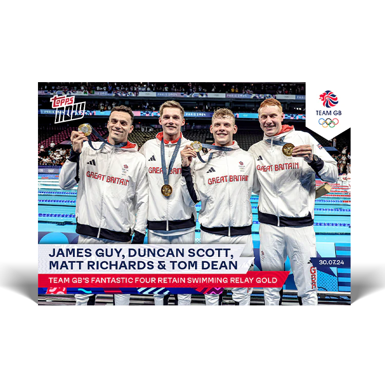 James Guy, Tom Dean, Matt Richards & Duncan Scott - Team GB's fantastic four retain swimming relay gold - 2024 Team GB TOPPS NOW® Card 10