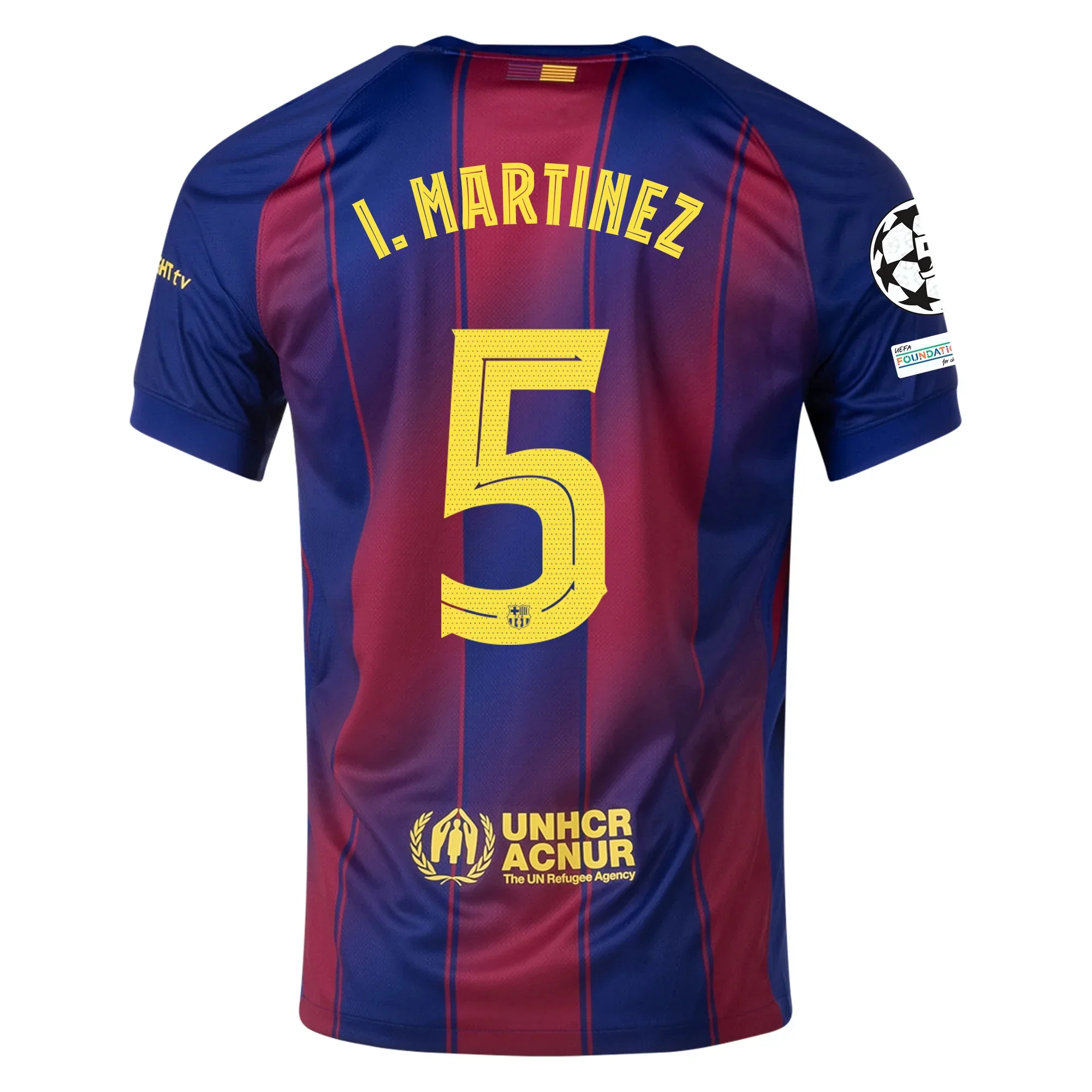 I. Martinez FC Barcelona Home Jersey 25/26 w/ Champions League Patches (Deep Royal Blue/Midwest Gold)
