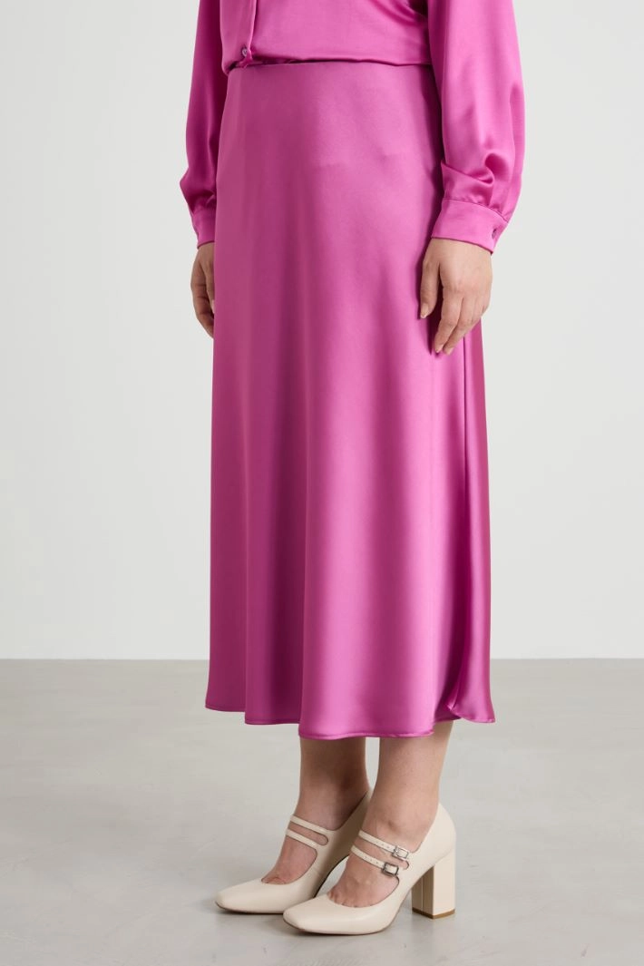 Flared satin skirt - FUCHSIA