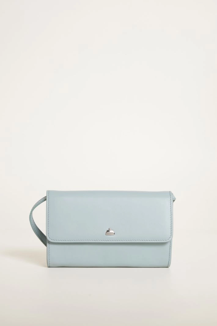 Leather phone pouch - LIGHT BLUE