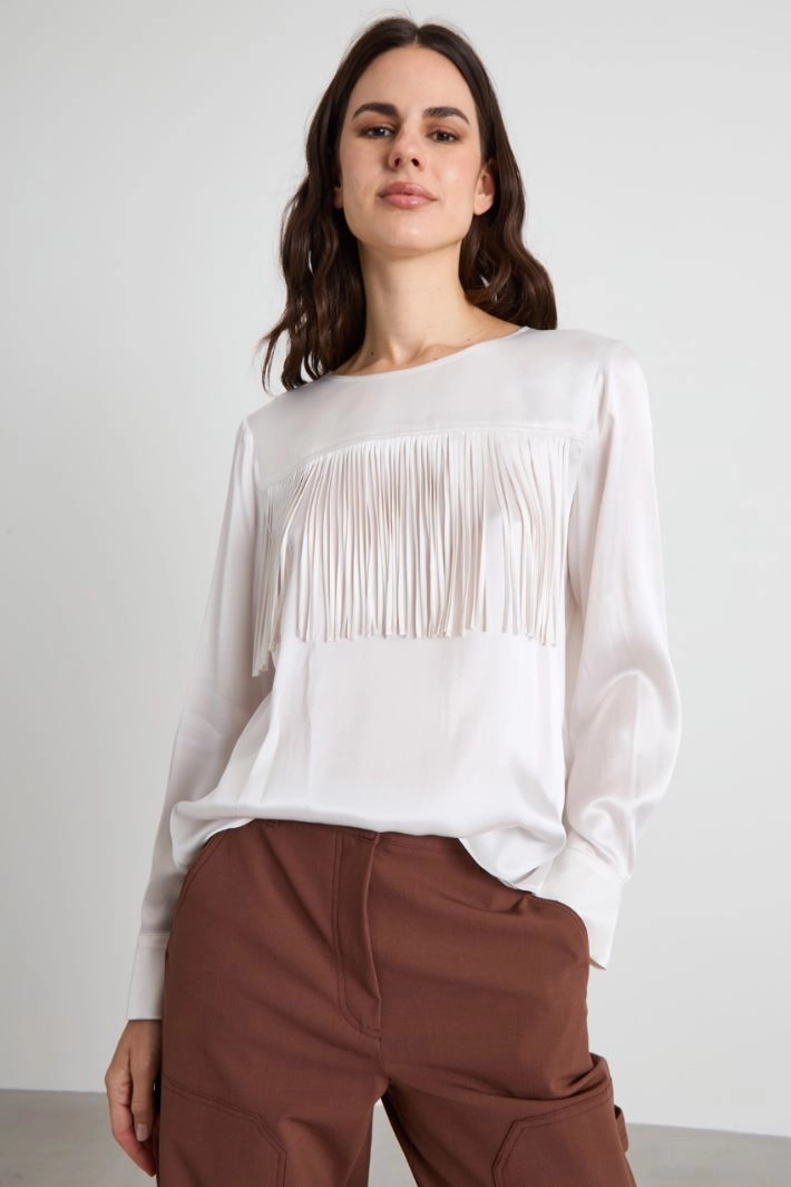 Fringed blouse - PEARL GREY