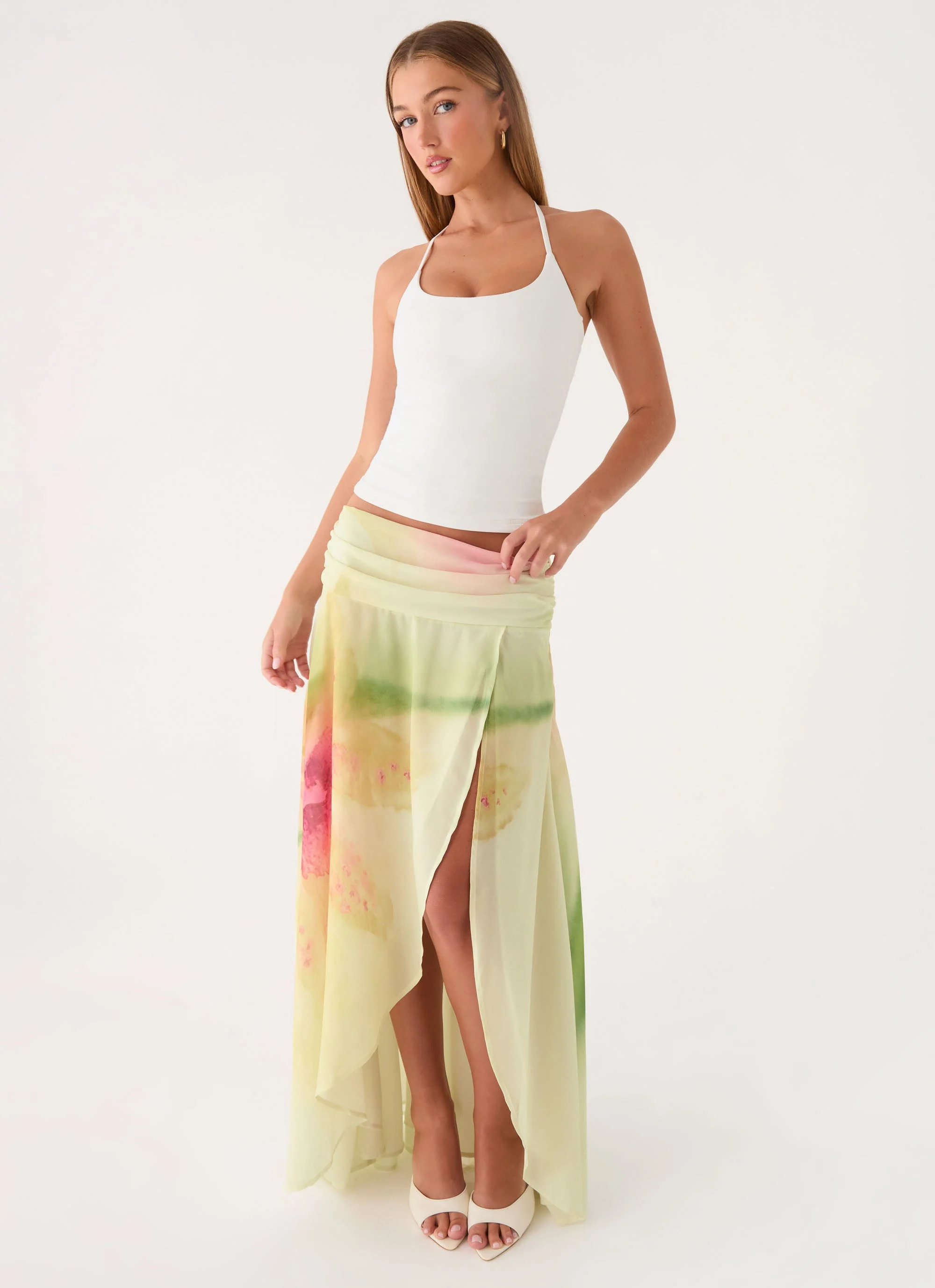 Sadona Asymmetric Maxi Skirt - Soft Lily