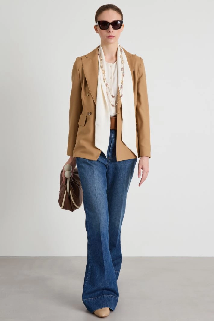 Gabardine wool blazer - CAMEL