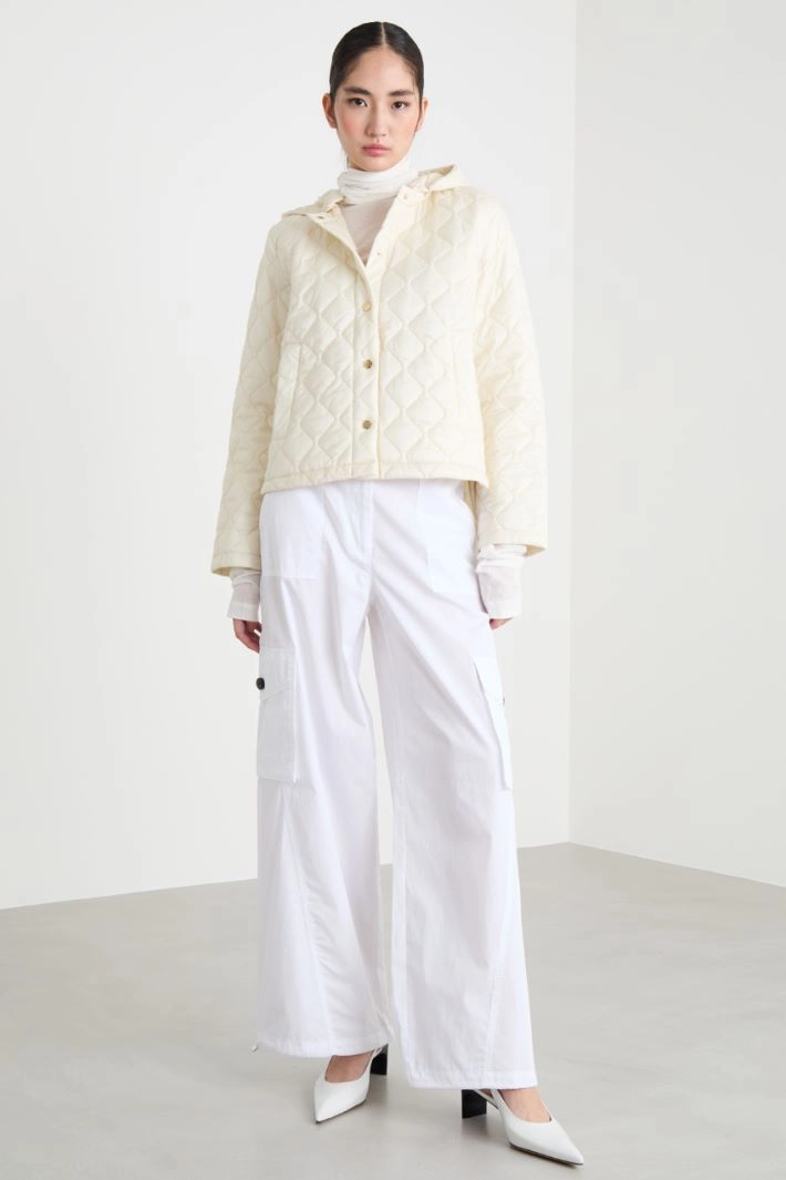 Hooded short padded jacket - WHITE