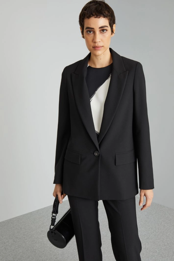 Single button blazer - BLACK