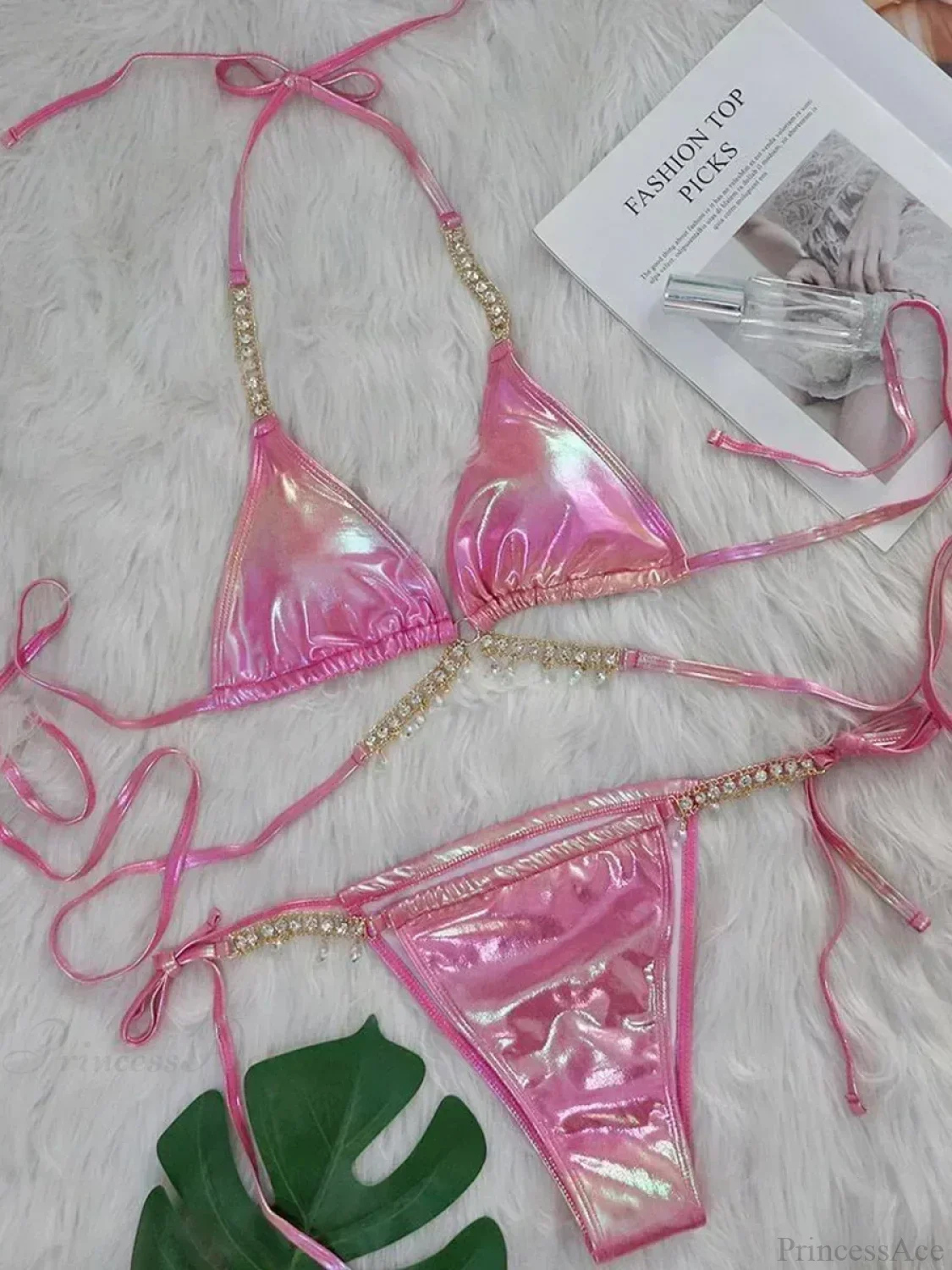 Wrap Around Metal Chains Bikini Set