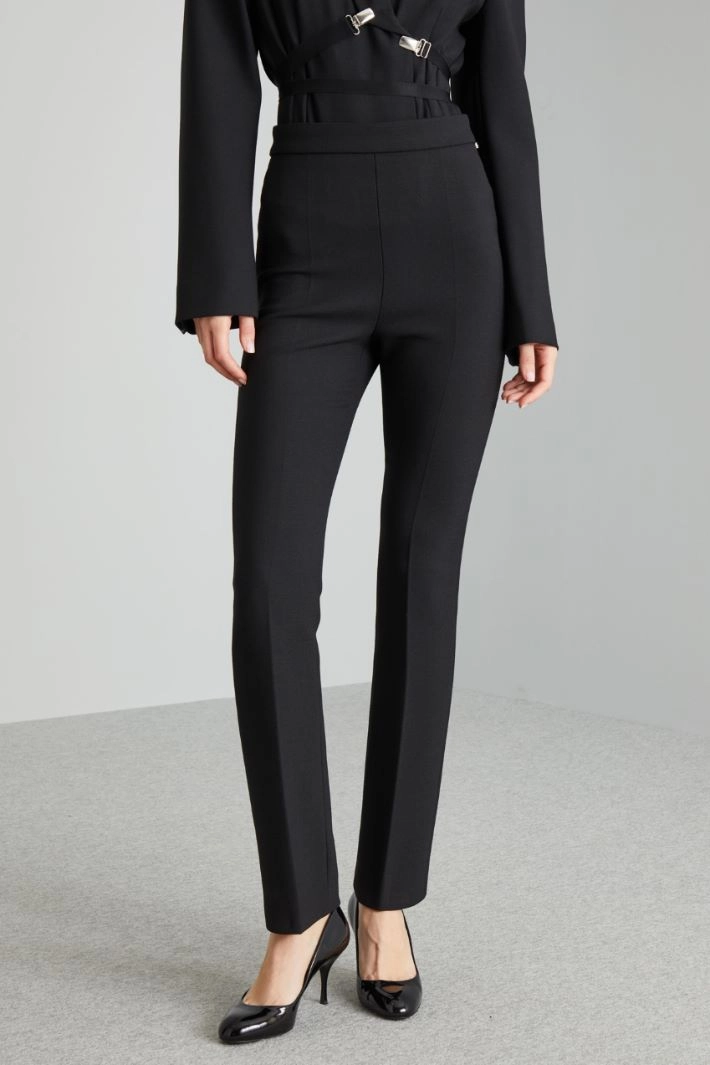 Straight gaabrdine trousers - BLACK