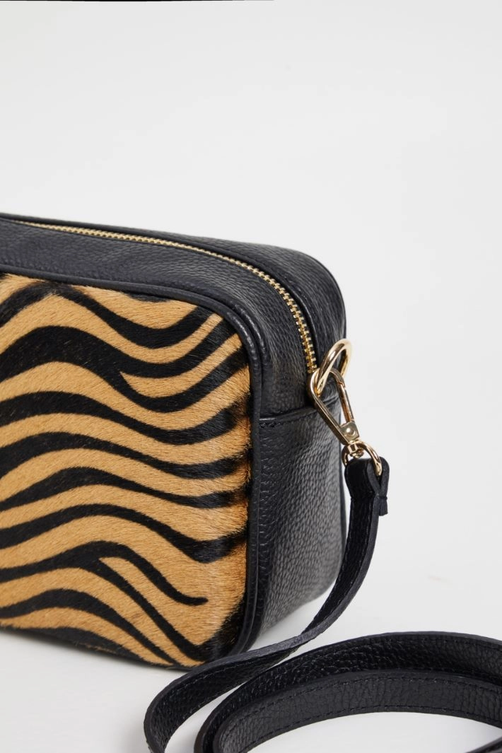 Animal print shoulder bag - BLACK BEIGE
