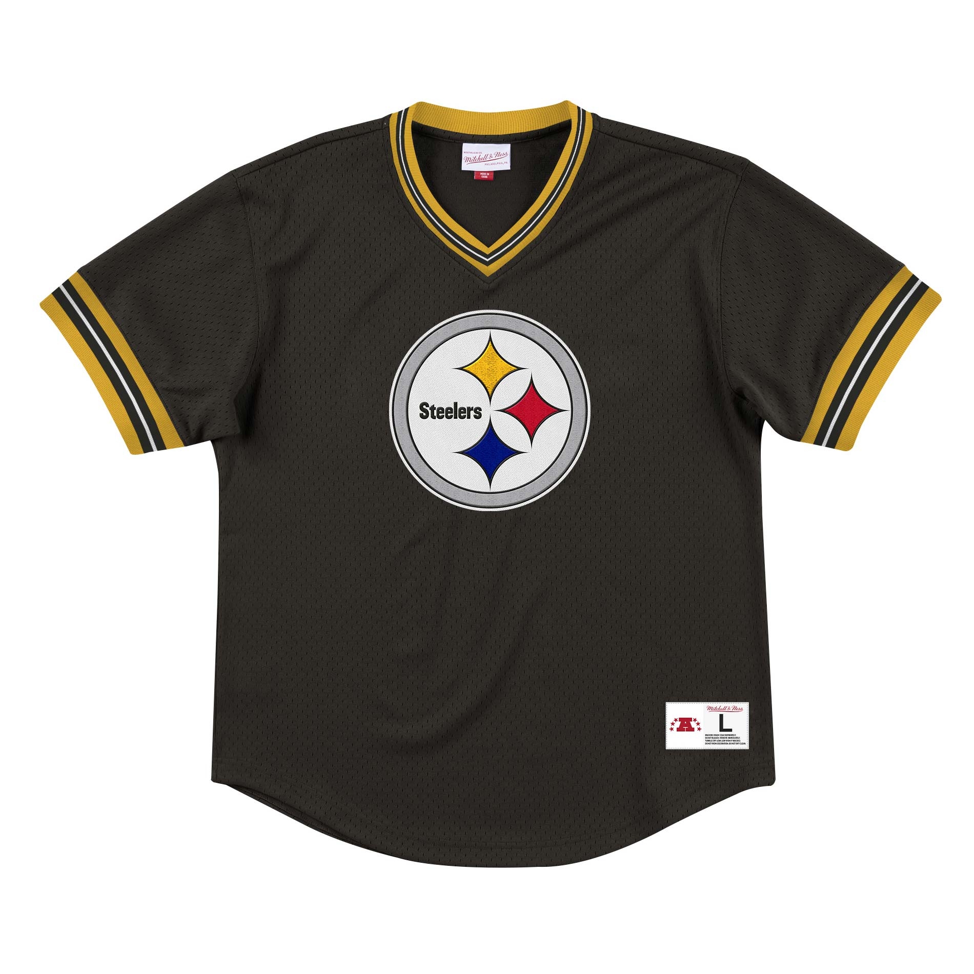 Pittsburgh Steelers Unbeaten Mitchell & Ness NFL V-Neck Mesh Shirt Black