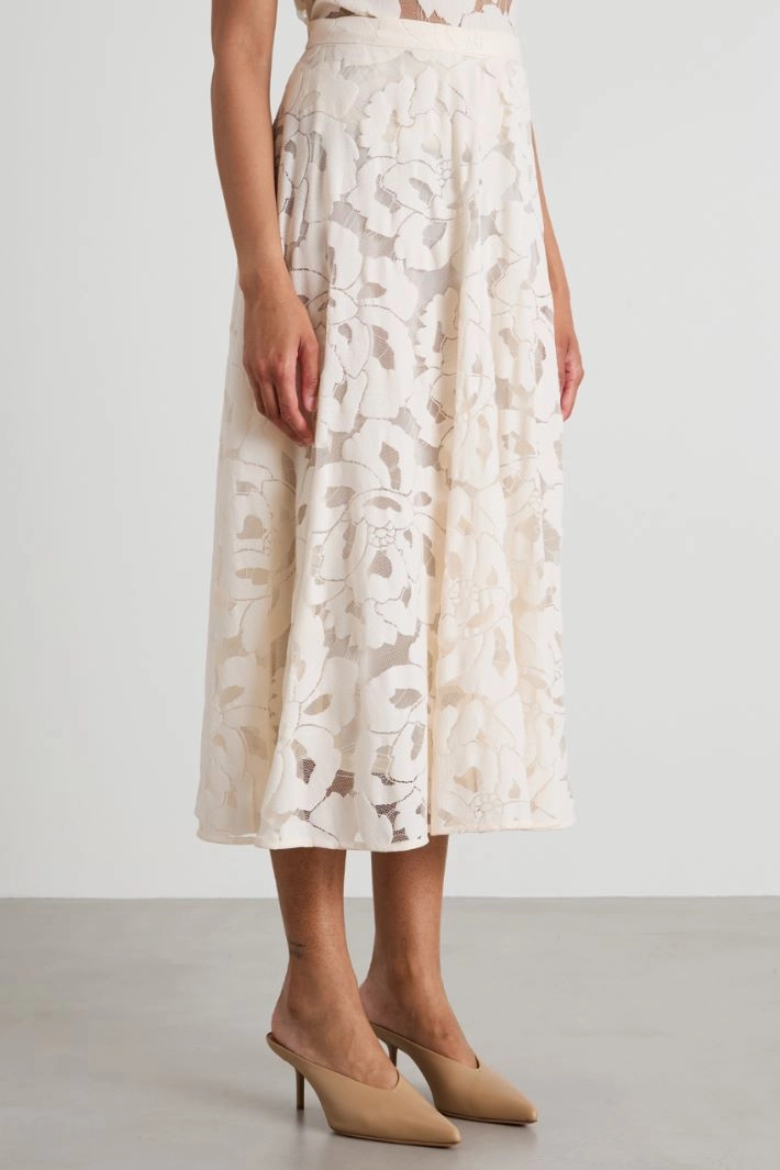 Floral lace skirt - IVORY