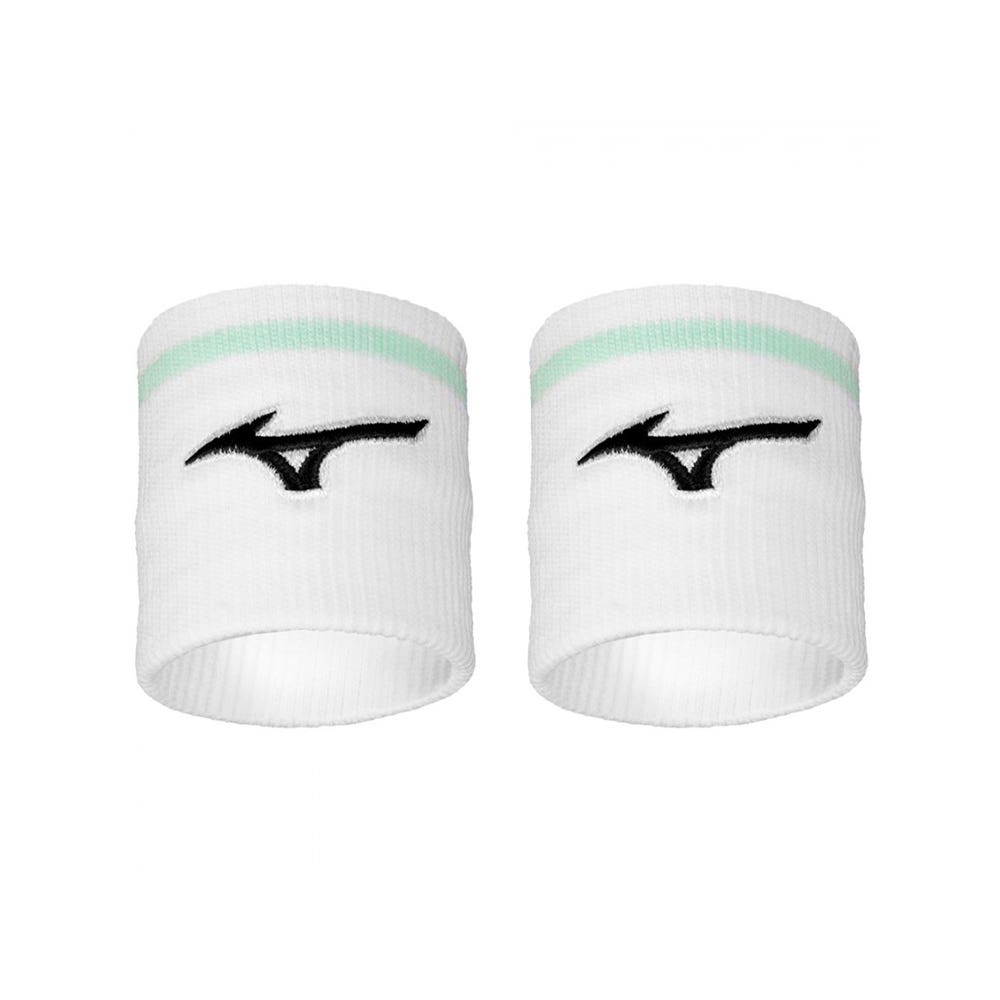 SHORT WRISTBANDS WITH Mizuno LINE WHITE UNISEX