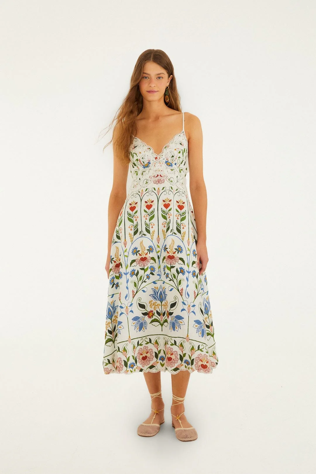 Off-White Stitched Garden Midi Dress
