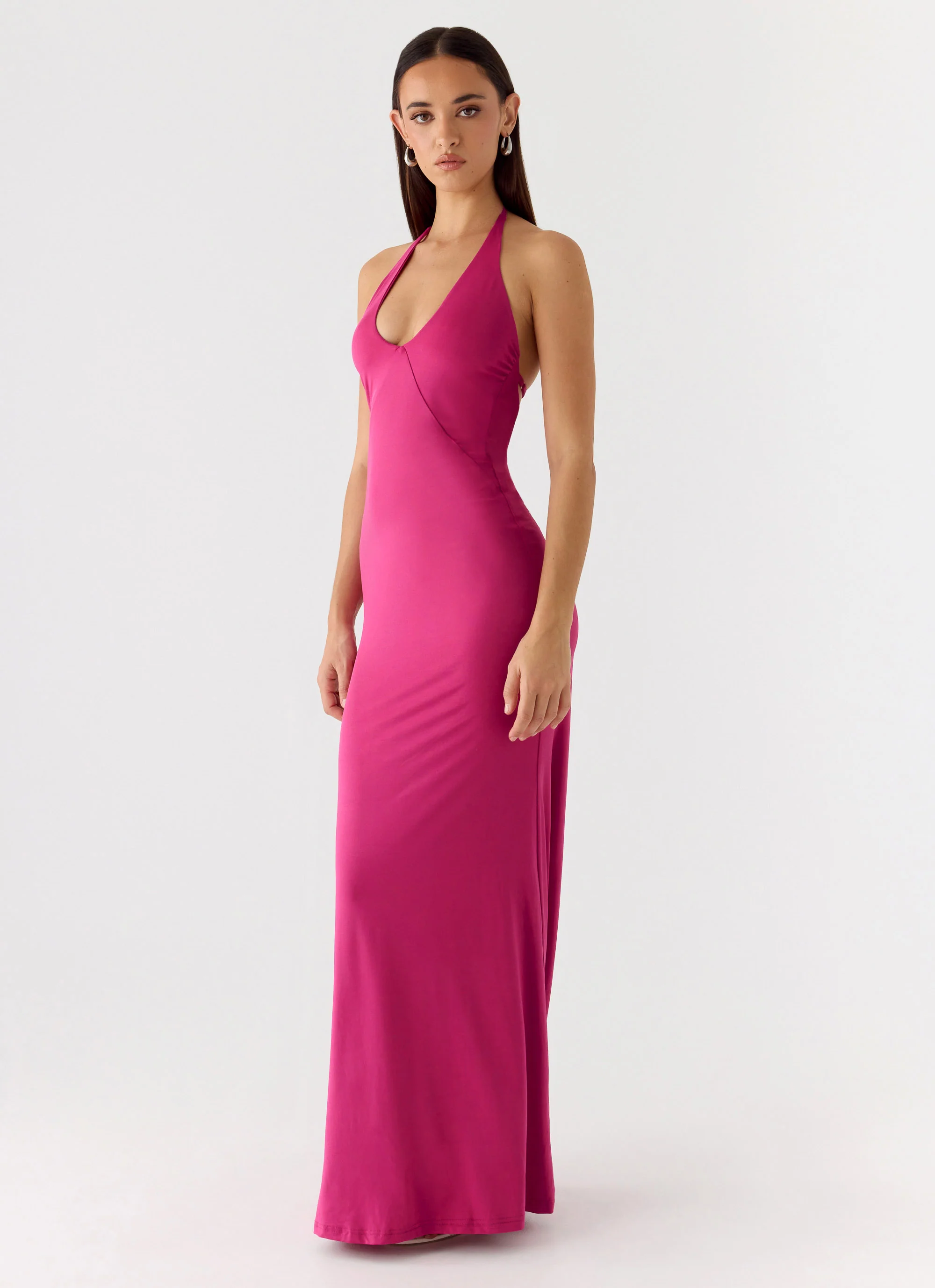 Have Your Attention Maxi Dress - Fuchsia