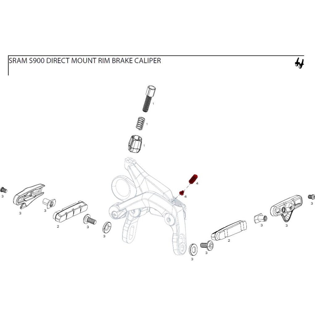 SRAM Center Screw for S-900 Direct Mount Rim Brakes (2 Pcs.) - 11.5118.013.000