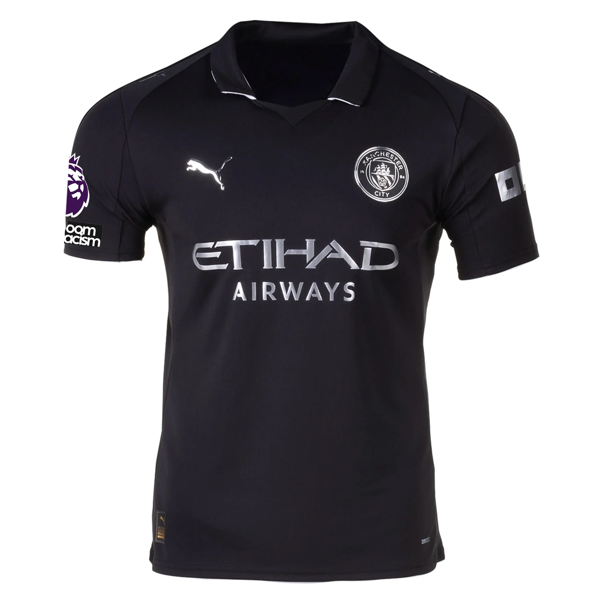 Doku Men's Manchester City Away Jersey 25/26 w/ NRFR + EPL Patches ( Black)