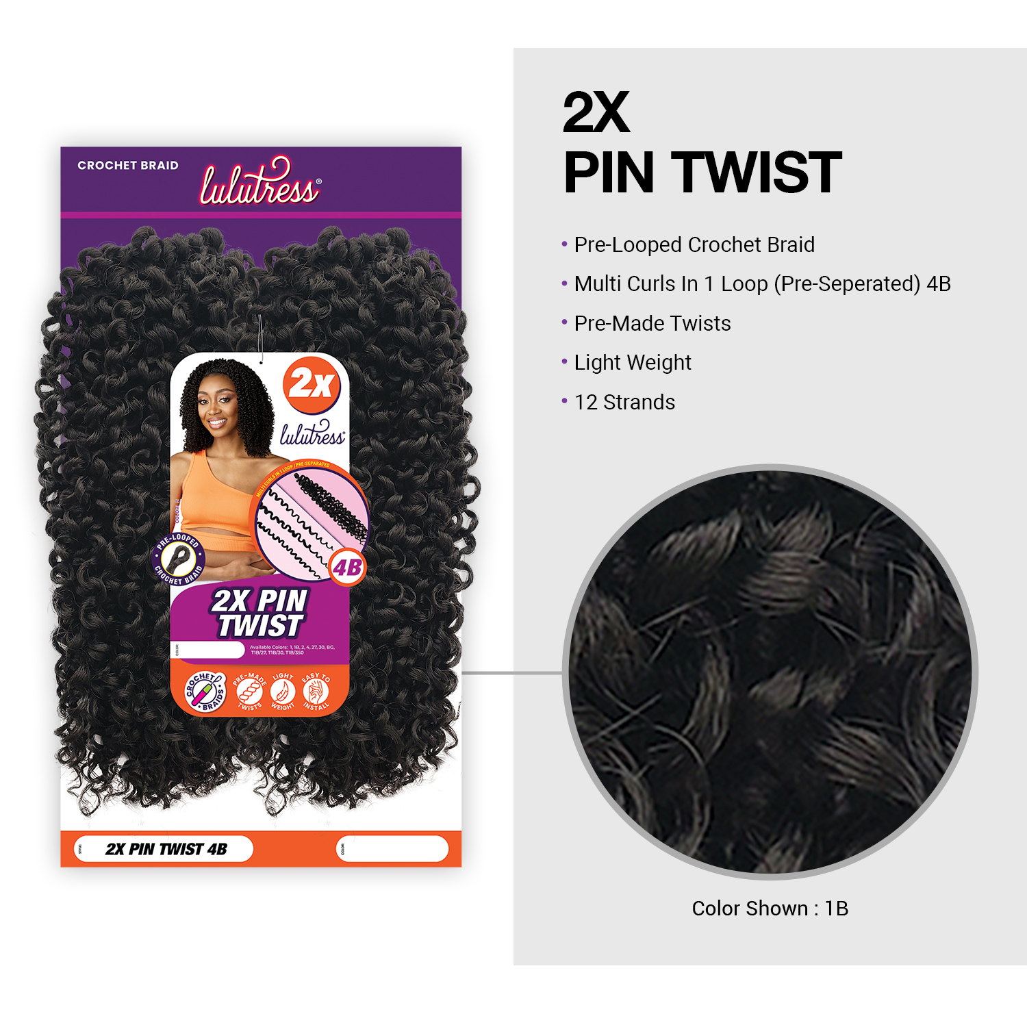 Sensationnel Crochet Braids Lulutress Pre-Looped 2X Pin Twist