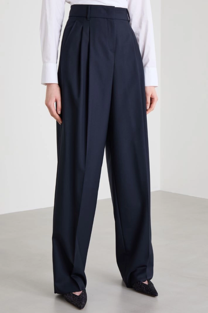Gabardine wool trousers - NIGHT BLUE