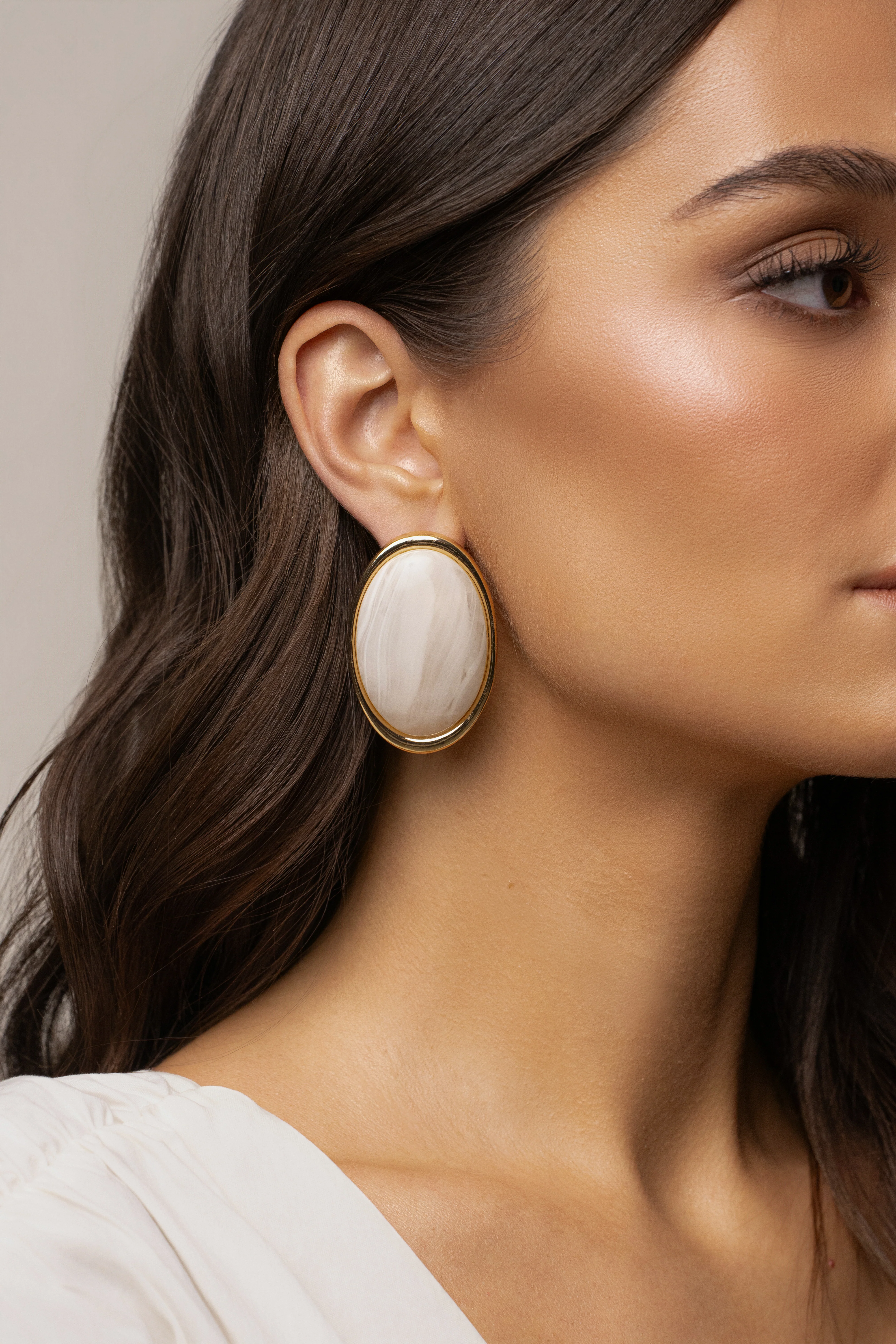 Ivory Alessia Oval Earrings