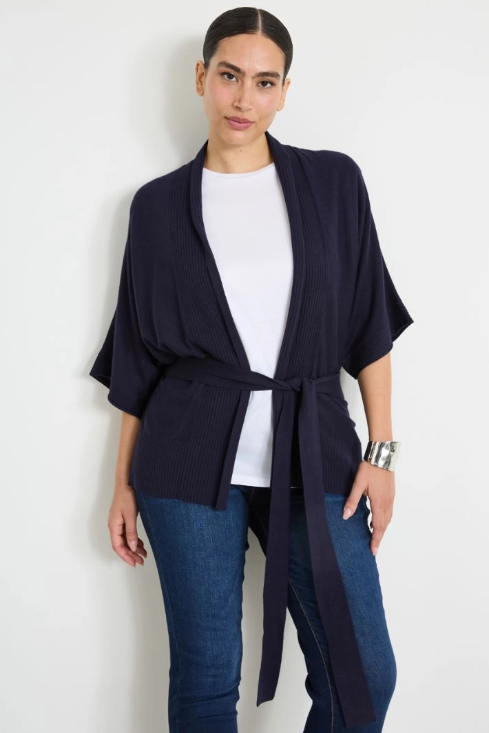 Viscose yarn cardigan - NIGHT BLUE