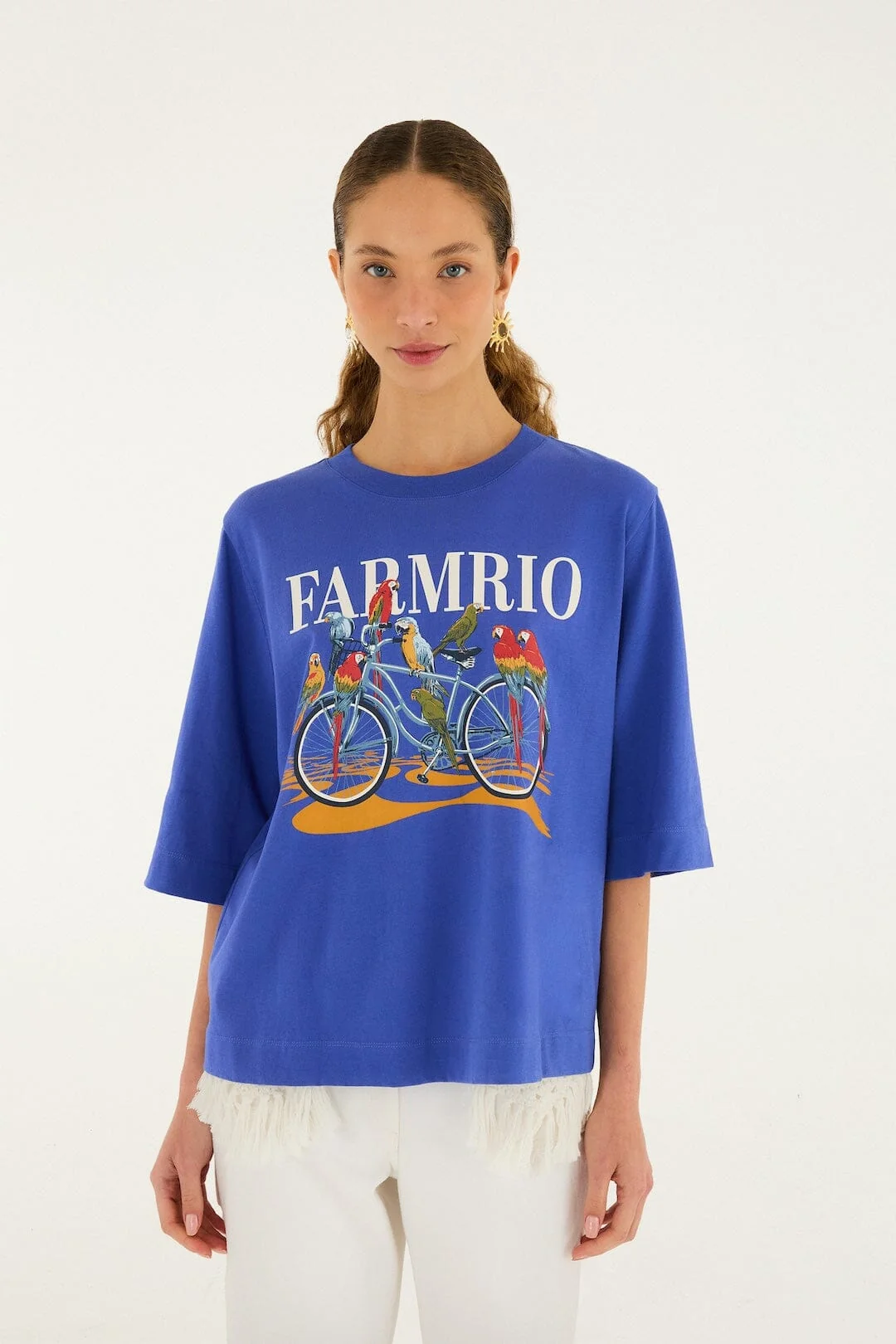 Blue Bike Birds  T-Shirt