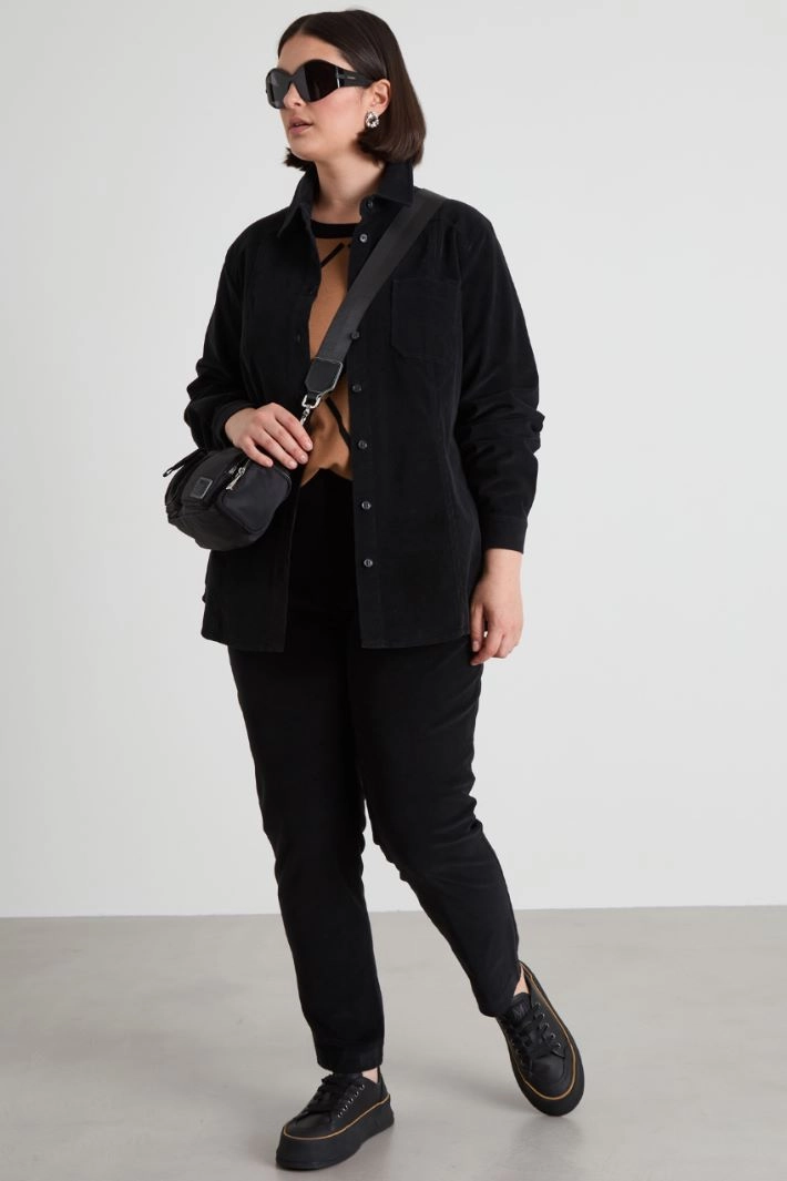 Cotton velvet shirt - BLACK