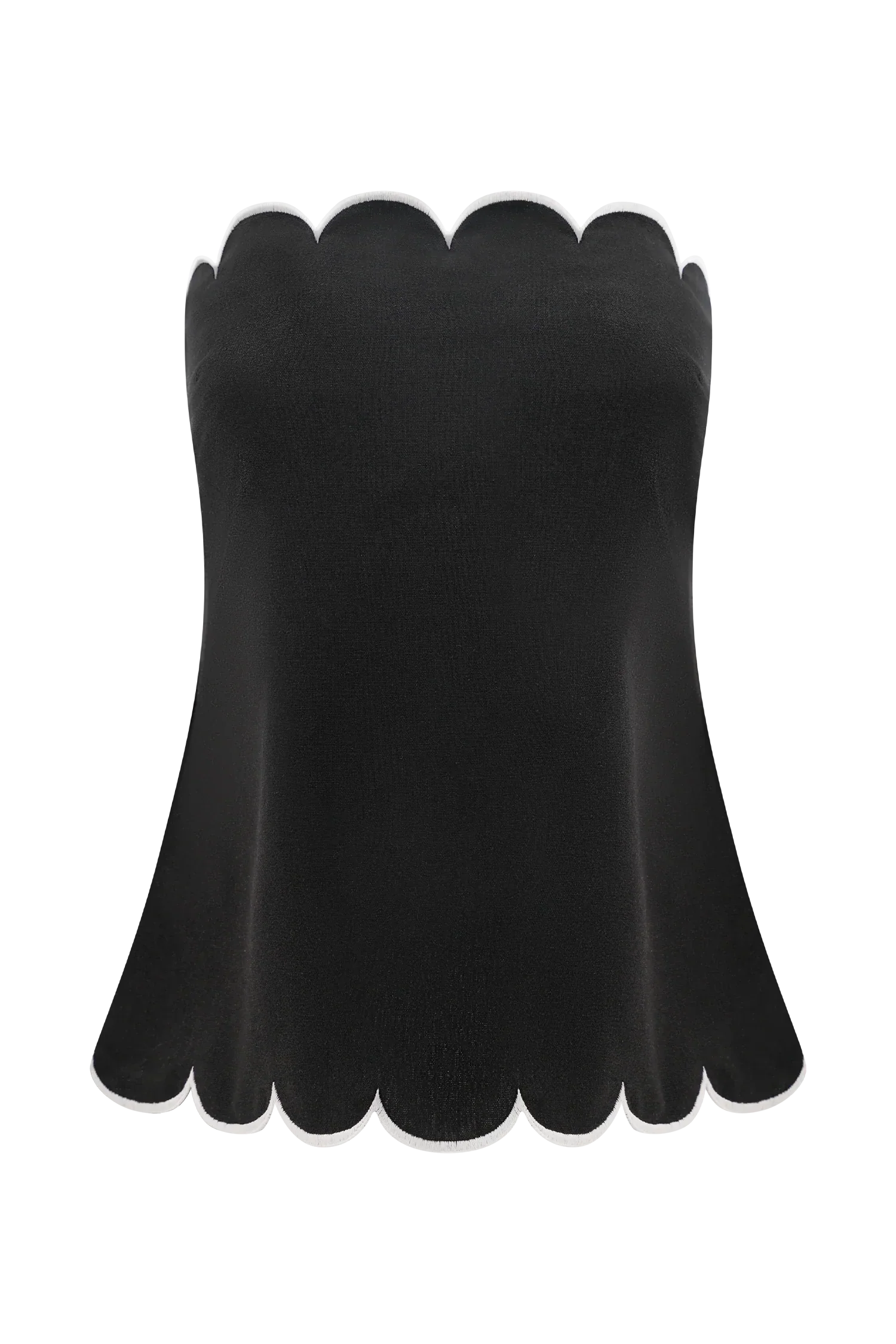 Judith Strapless Scallop Top - Black