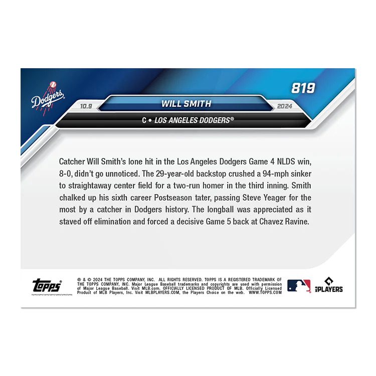 Will Smith - 2024 MLB Topps NOW® Card 819
