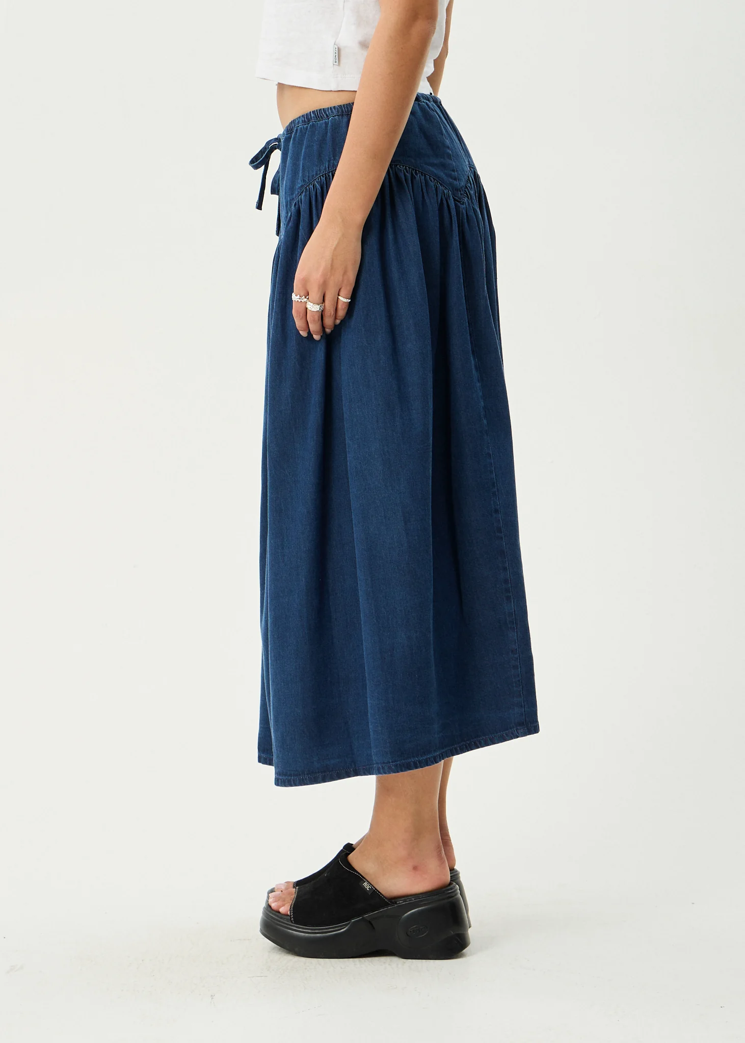 AFENDS Womens Palmer - Midi Skirt - Ink