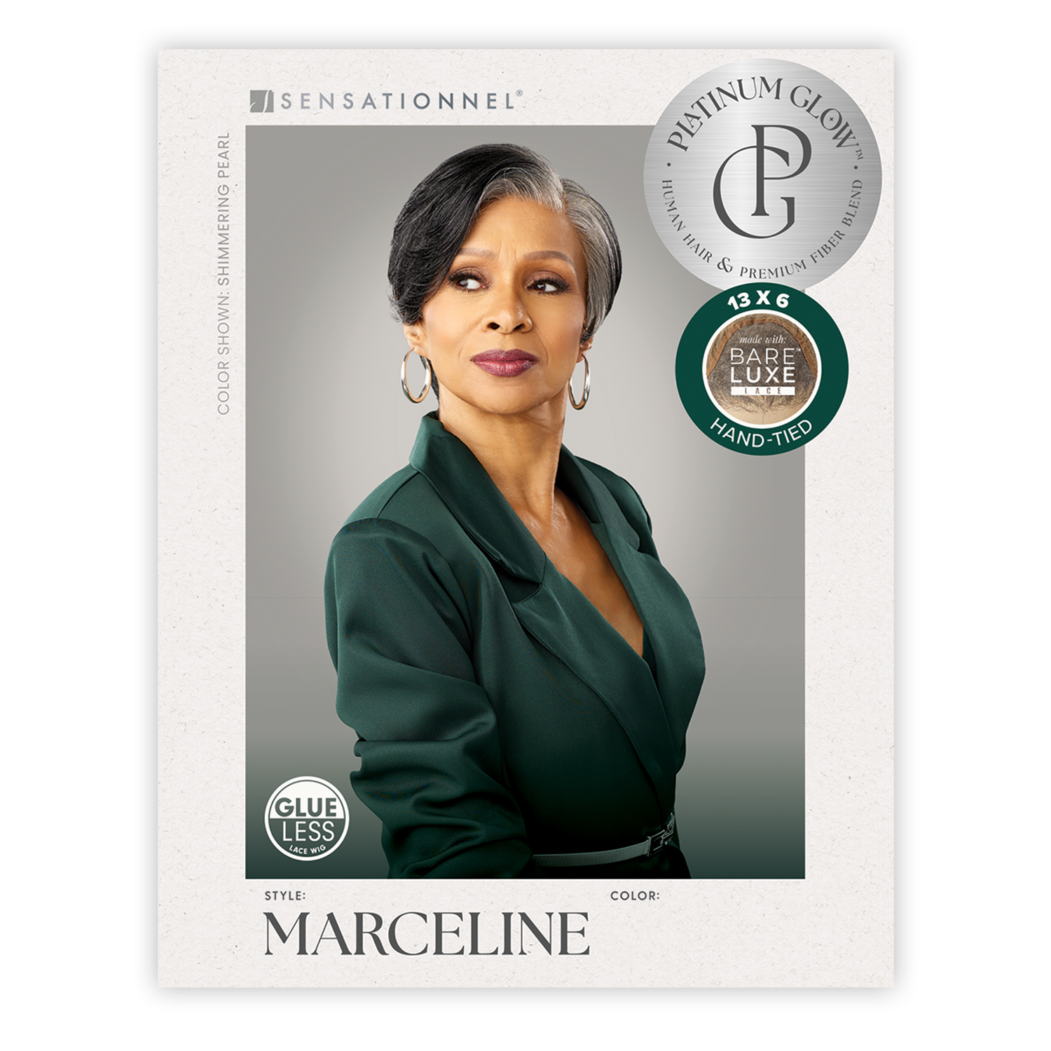 Sensationnel Human Hair Blend Lace Front Wig BareLace Glueless 13X6 Platinum Glow Marceline