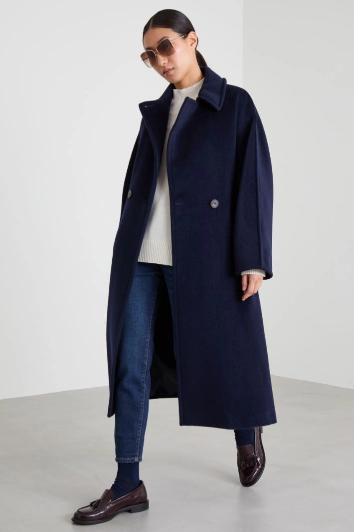 Cashmere yarn polo-neck sweater - WHITE