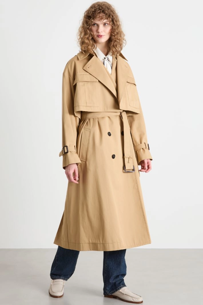 3-in-1 water-repellent gabardine trench coat - CAMEL