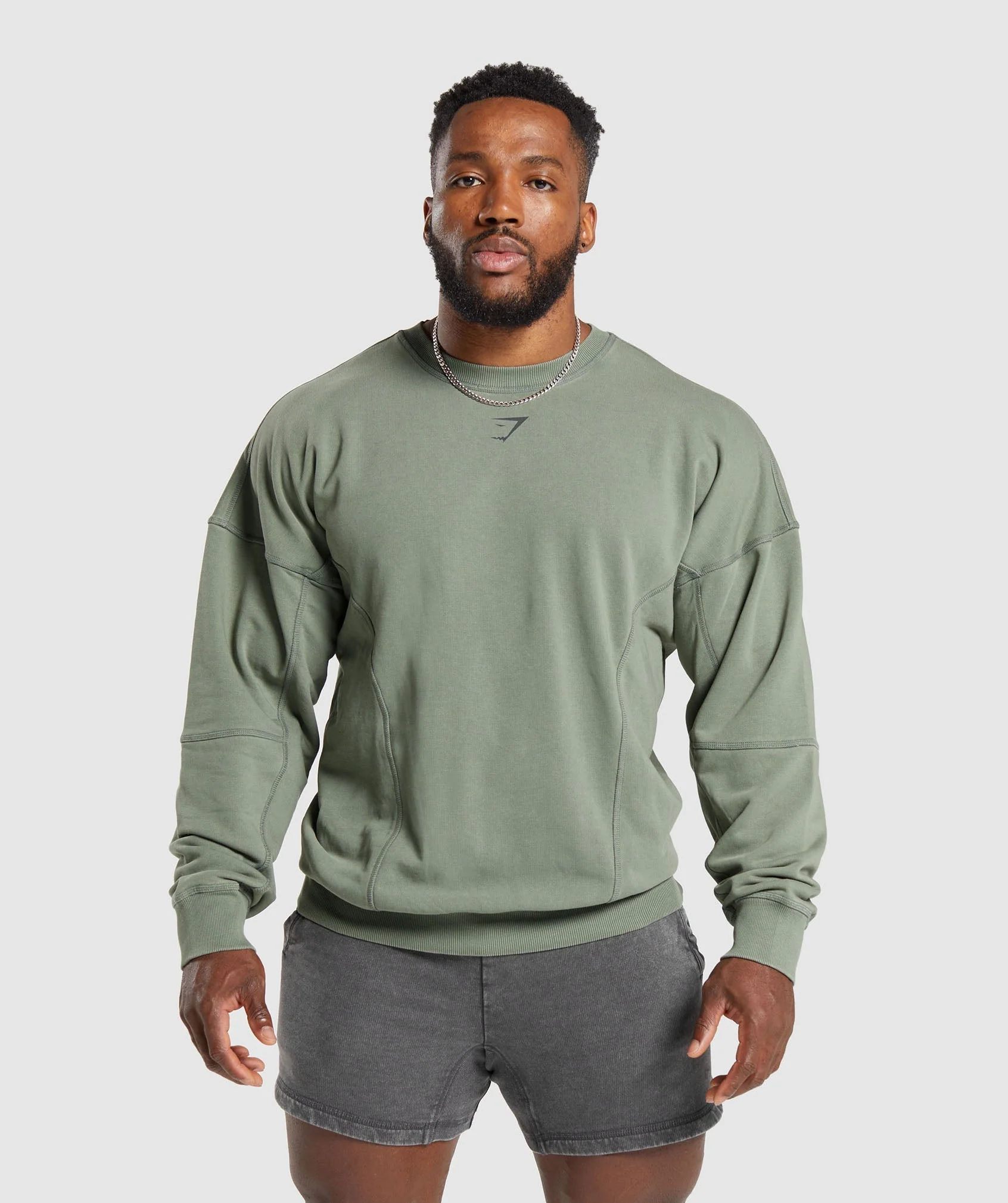 Heritage Washed Crew Dusk Green