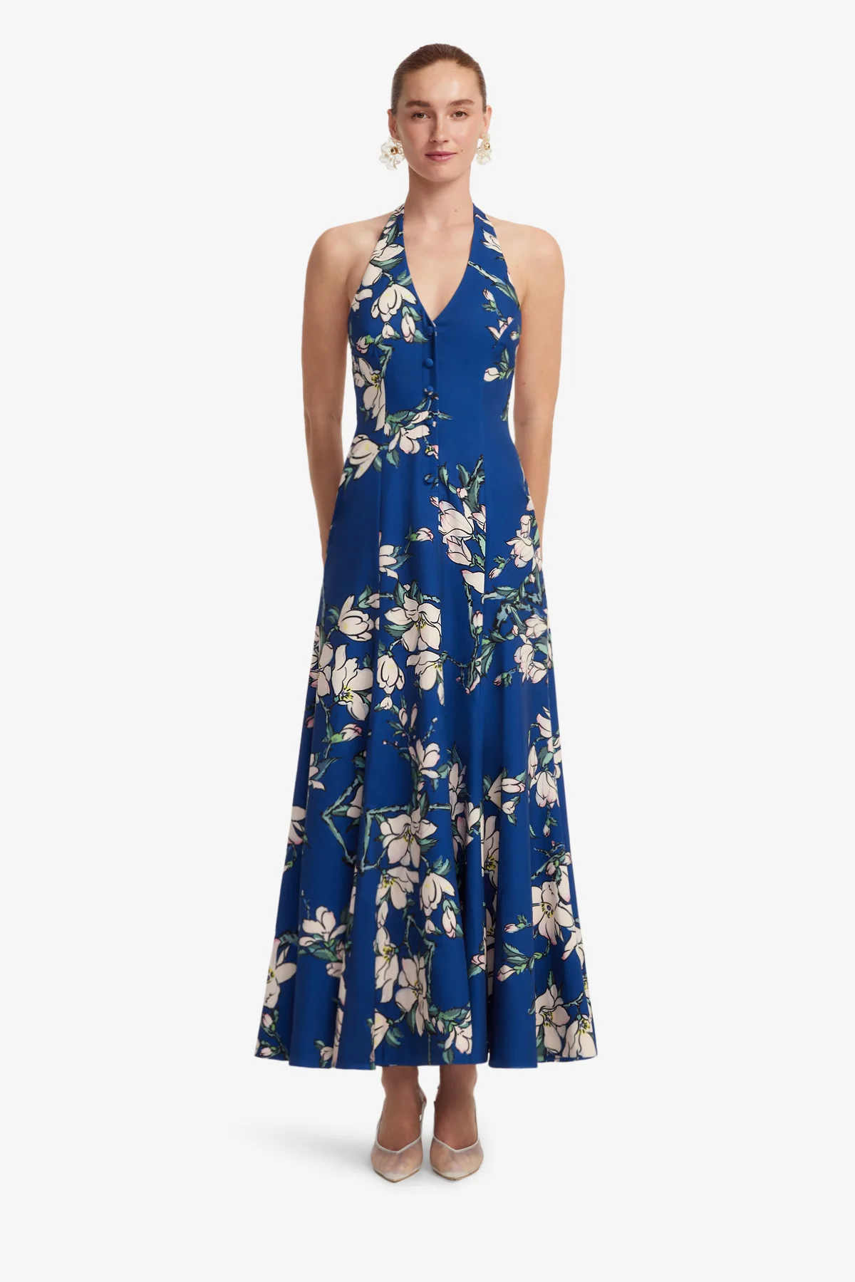 Juliette Halterneck Maxi Dress - Midnight Magnolia Print