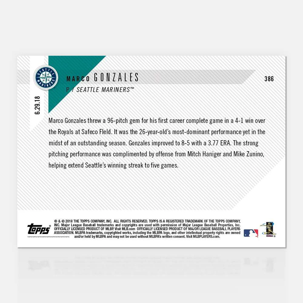 Marco Gonzales - 06/29/2018 TOPPS NOW® Card 386 - Print Run: 261