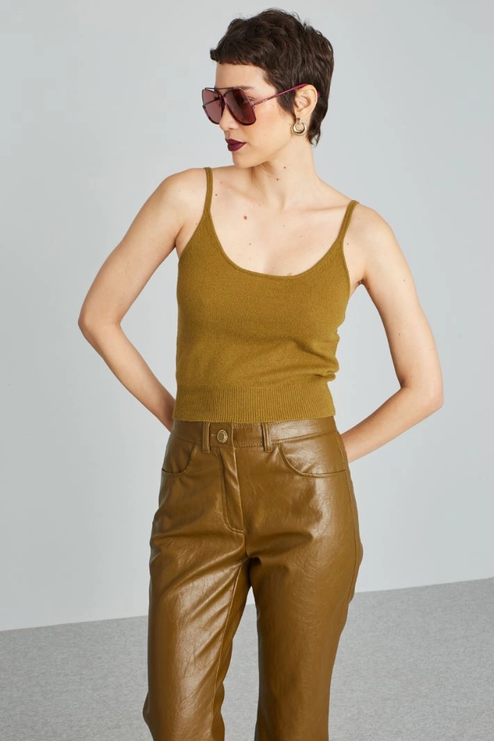 Knit wool top - OLIVE GREEN