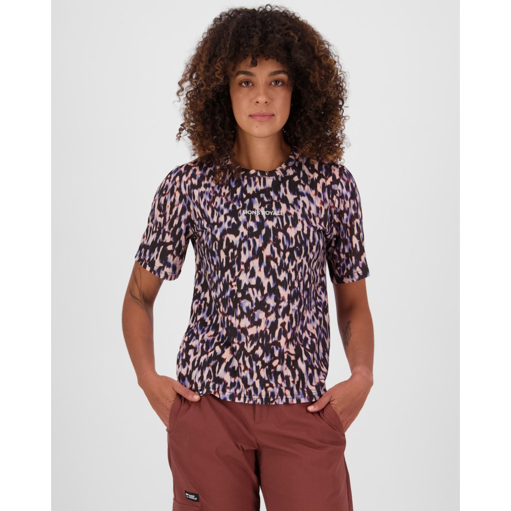 Mons Royale Icon Merino T-Shirt Women - rock leopard