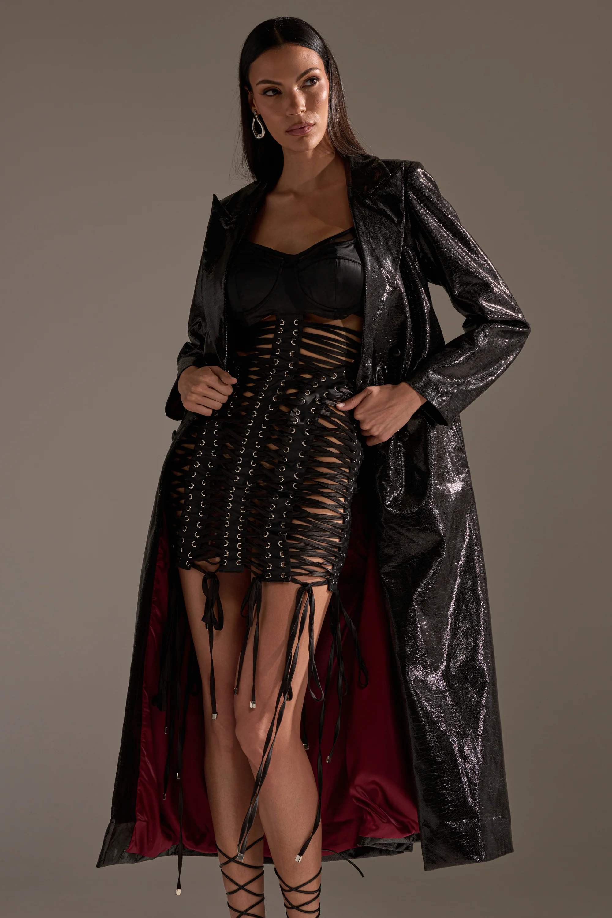 Unbreakable Satin Lace Up Mini Dress