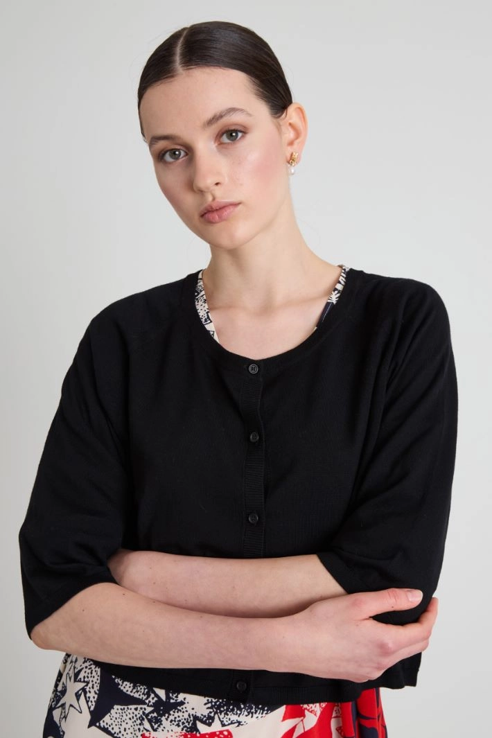 Wool yarn shrug - BLACK