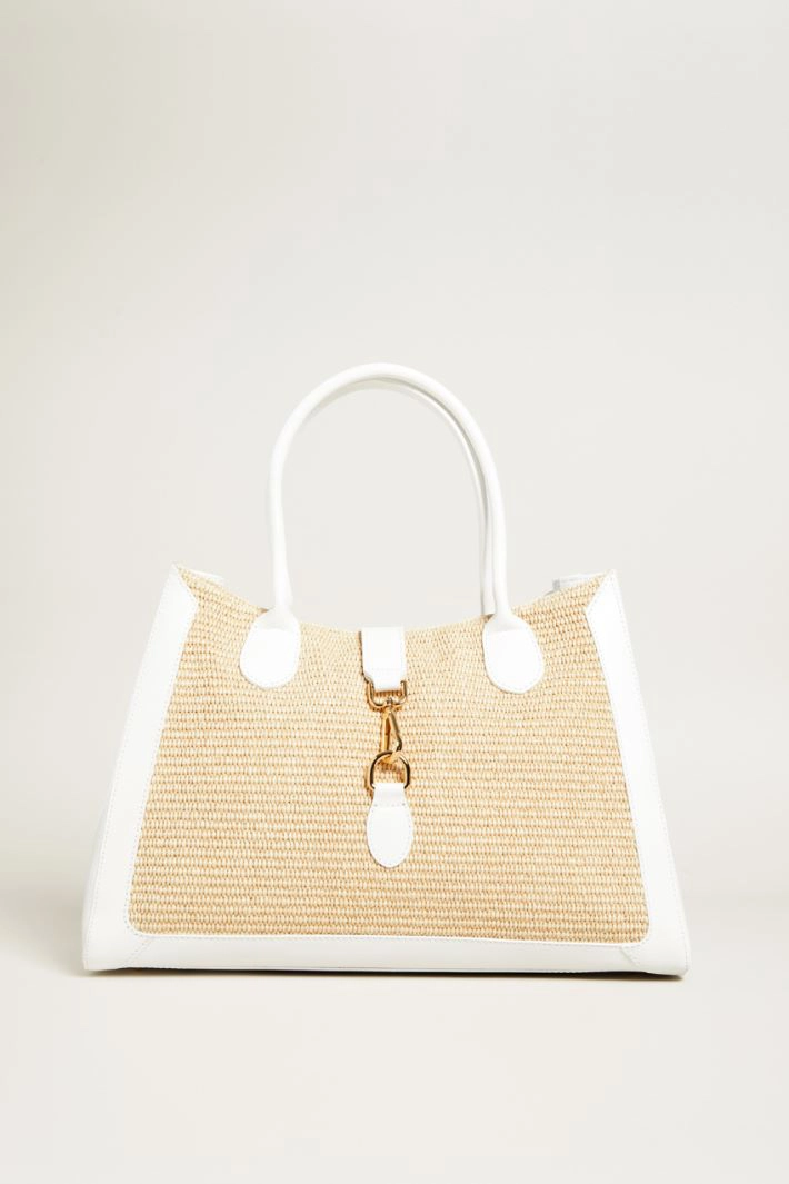 Raffia effect shopper bag - WHITE BEIGE