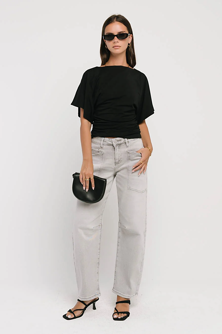 Jaida Ruched Top in Black