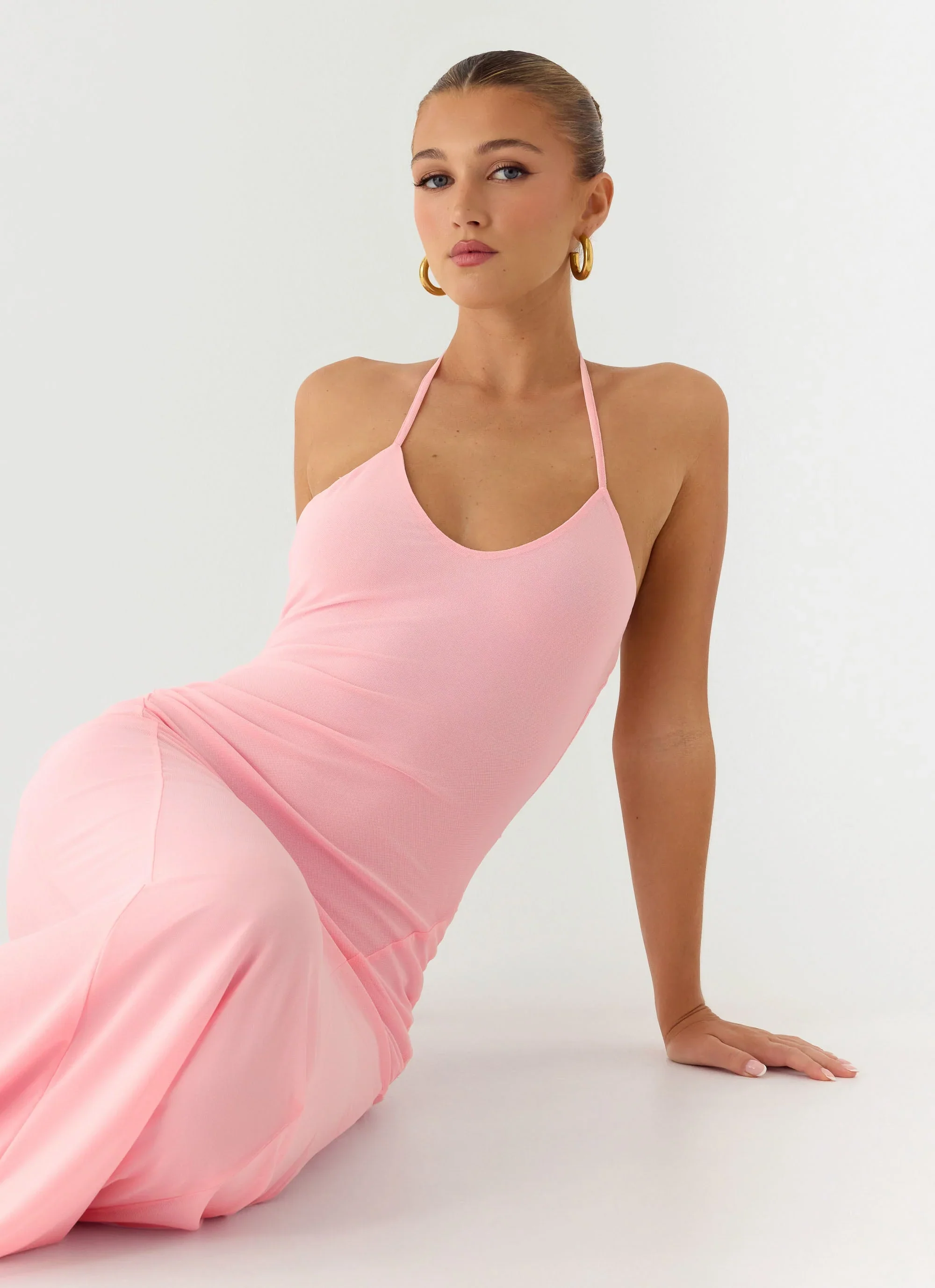 Jolin Halter Maxi Dress - Baby Pink